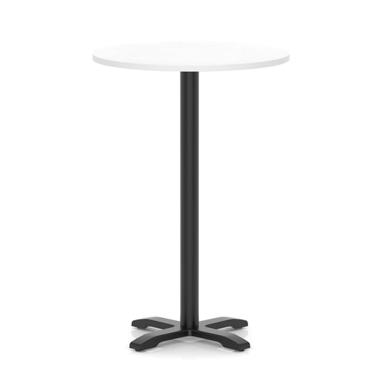 Tavren Round Poseur Table – Black Cross Base White 800 1170mm - Industrious Decor