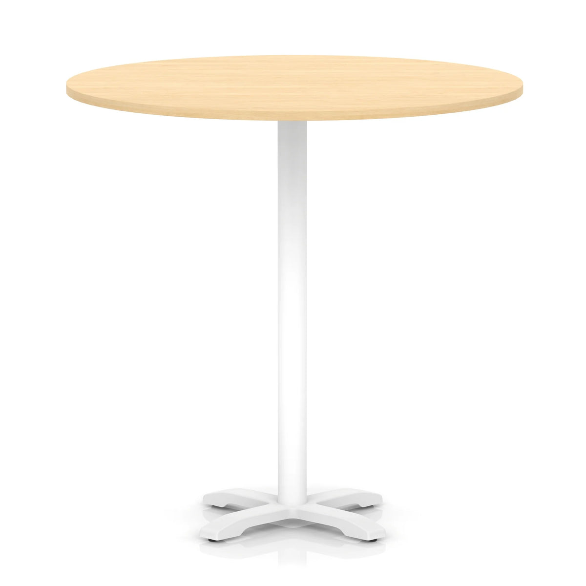 Tavren Round Poseur Table – White Cross Base Maple 1200 1170mm - Industrious Decor