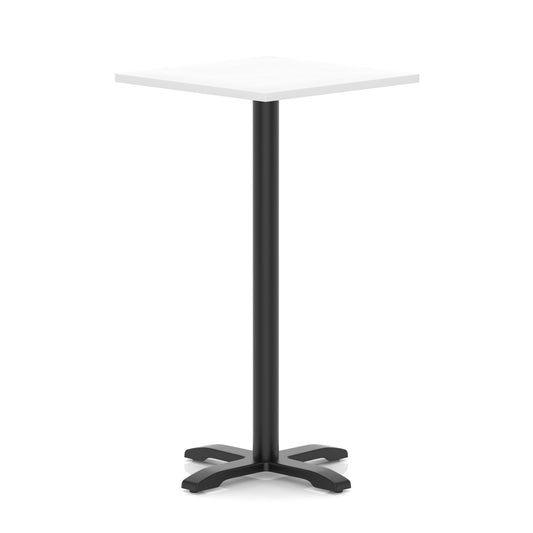 Tavren Square Poseur Table – Black Cross Base White 800 1170mm - Industrious Decor
