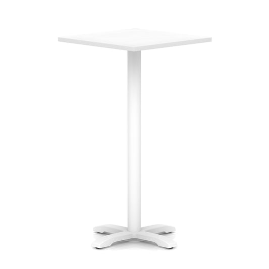 Tavren Square Poseur Table – White Cross Base White 800 1170mm - Industrious Decor