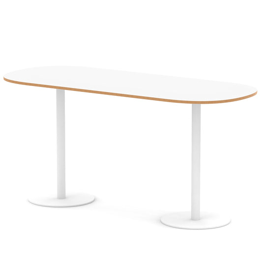 Arlo Poseur Meeting Table – White Base White & Natural Wood 2400 1145mm - Industrious Decor