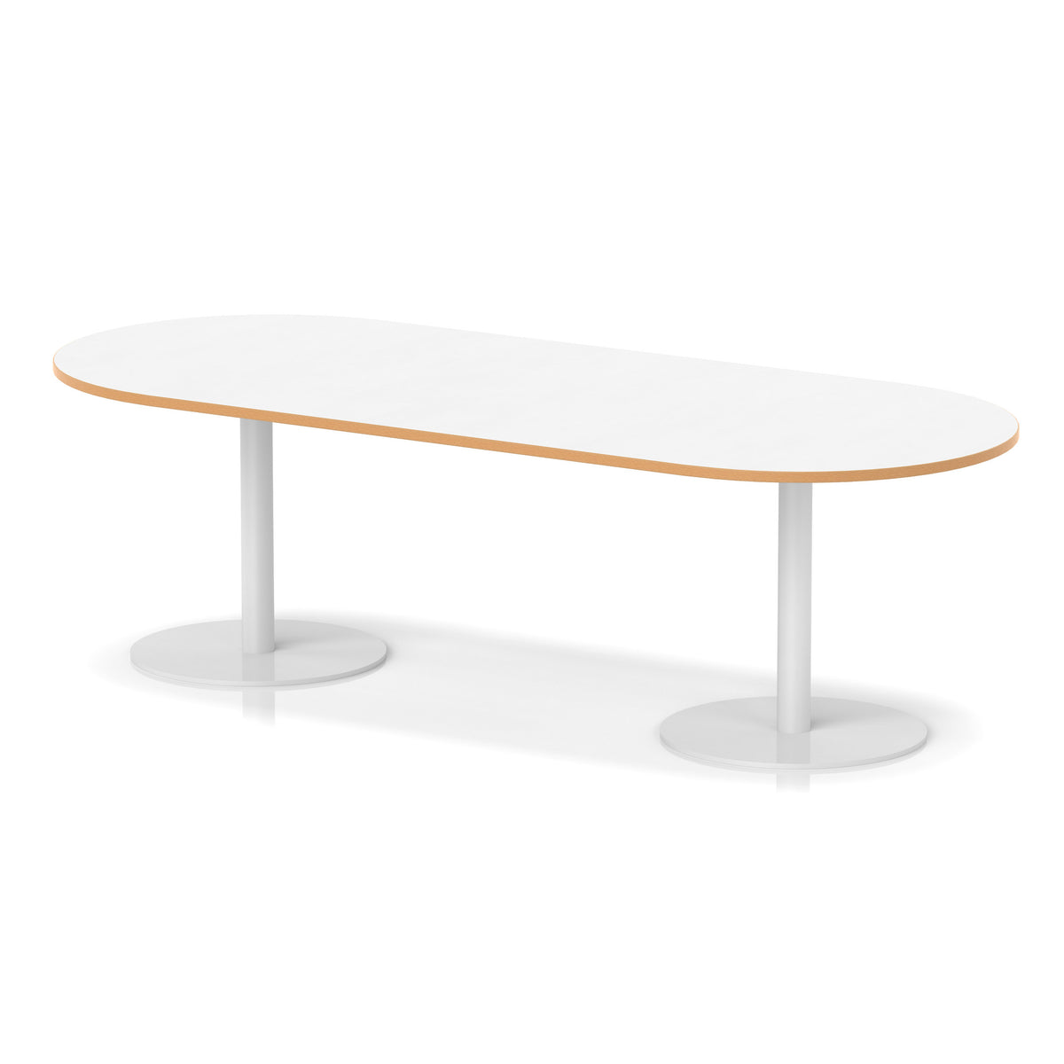 Italia Boardroom Table White Leg White & Natural Wood 2400 725mm - Industrious Decor