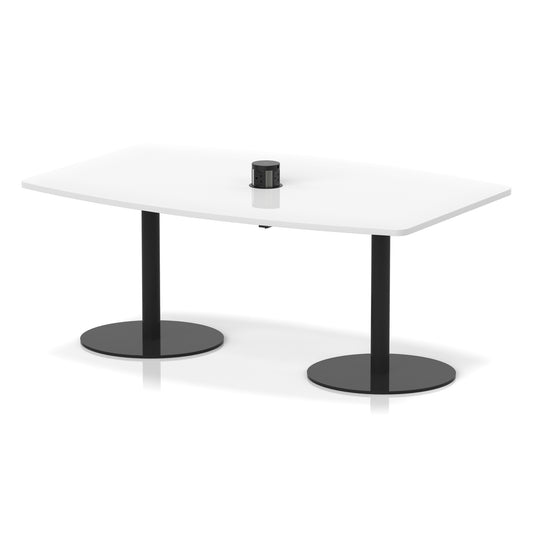 Italia Volta Poseur High Gloss Table With Pop-up Power Module White 1800mm Black - Industrious Decor
