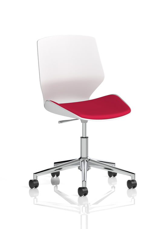 Florence 5 Star Base White Frame Fabric Visitor Chair Bespoke Bergamot Cherry Fabric - Industrious Decor