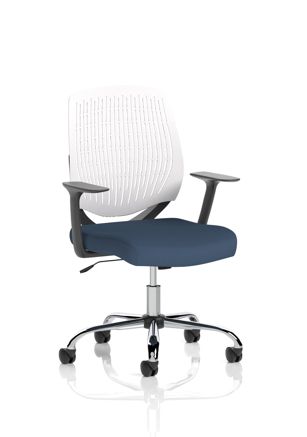 Harlow Medium Back Mesh Task Chair | Gas Height | Lock Tilt | Fixed Arms White Bespoke Quest Whelk - Industrious Decor