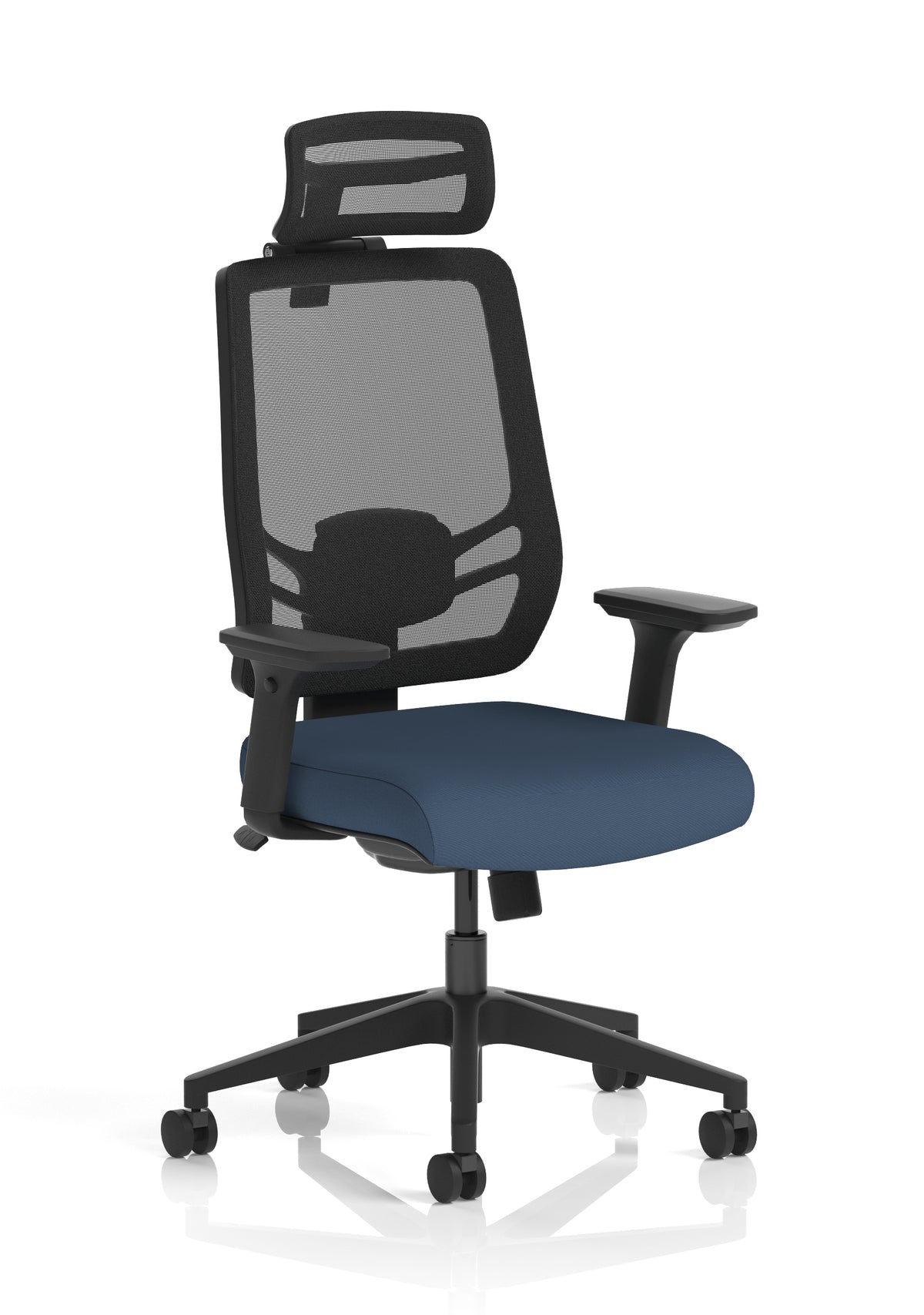 Halsey 24Hr High Back Mesh Ergonomic Task Chair with Arms Mesh & Bespoke Quest Whelk Fabric With Headrest - Industrious Decor