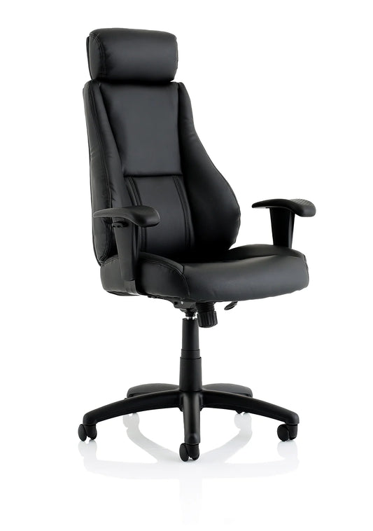Norfield Medium Back Executive Black Leather Office Chair with Arms With Headrest - Industrious Decor