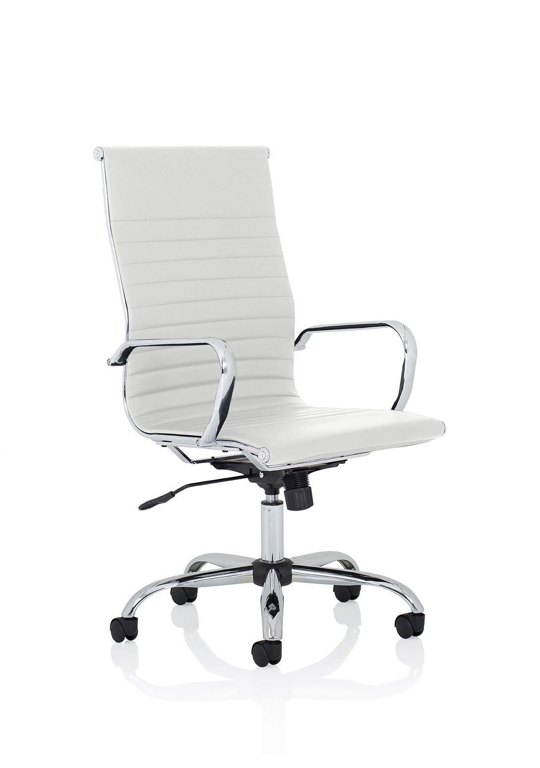 Gresham Black Leather Executive Office Chair with Arms High Back White Leather - Industrious Decor