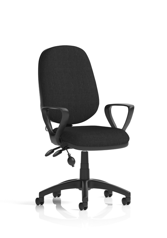 Eclipse Plus II Medium Back Task Operator Office Chair With Pump Lumbar Black With Loop Arms - Industrious Decor
