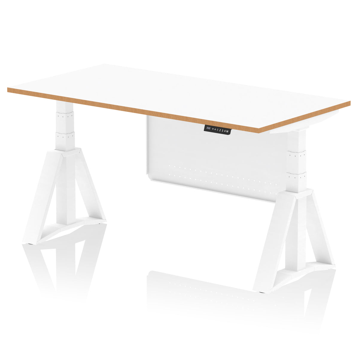 Rowan White Height Adjustable Desk with Modesty Panel 1600 Piste Foot - Industrious Decor