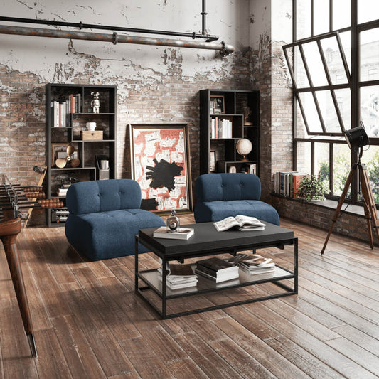 Loft Accent Chair - Navy Blue Boucle Lounge Chair - Industrious Decor