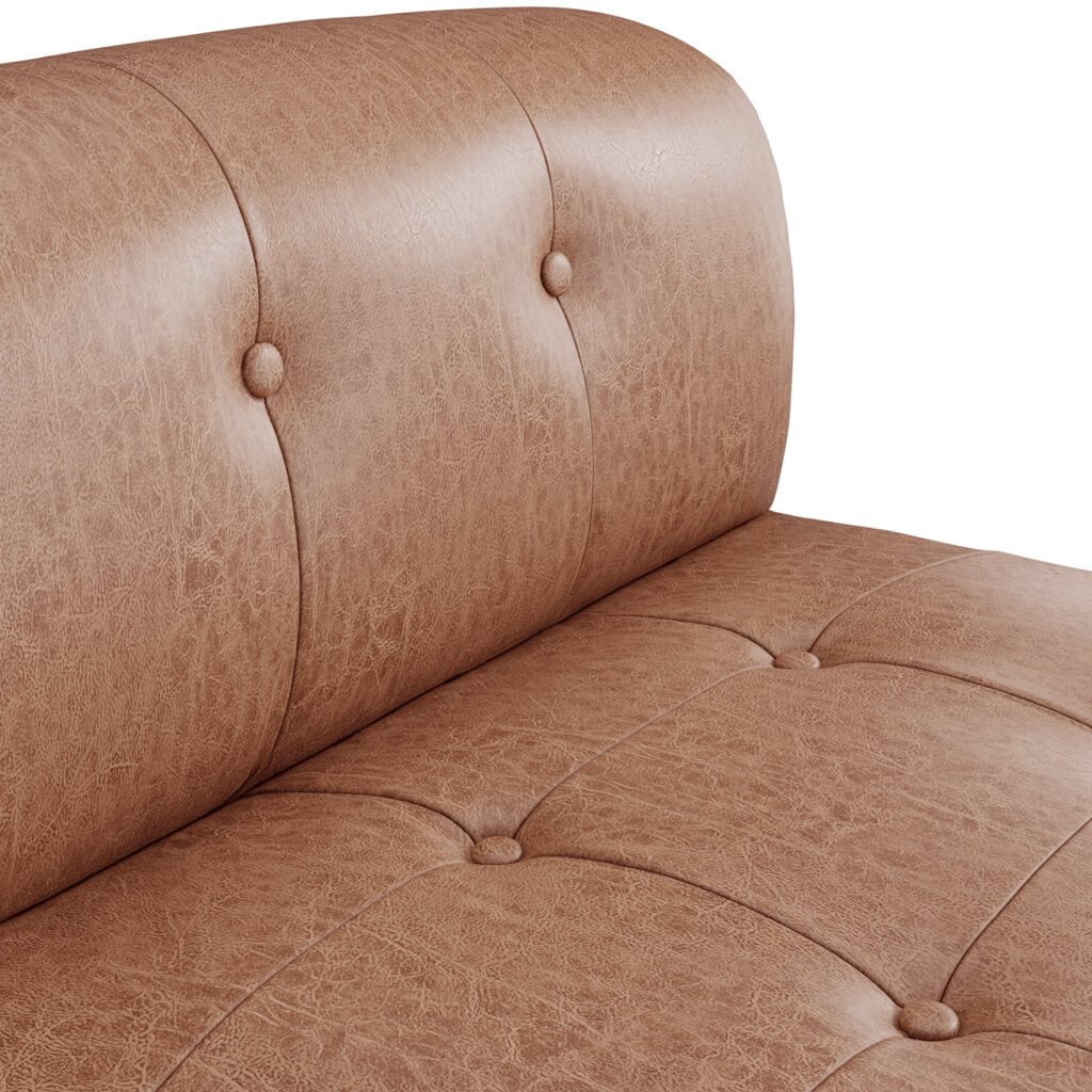 Loft Accent Chair - Tan Faux Leather with Button Tufting - Industrious Decor