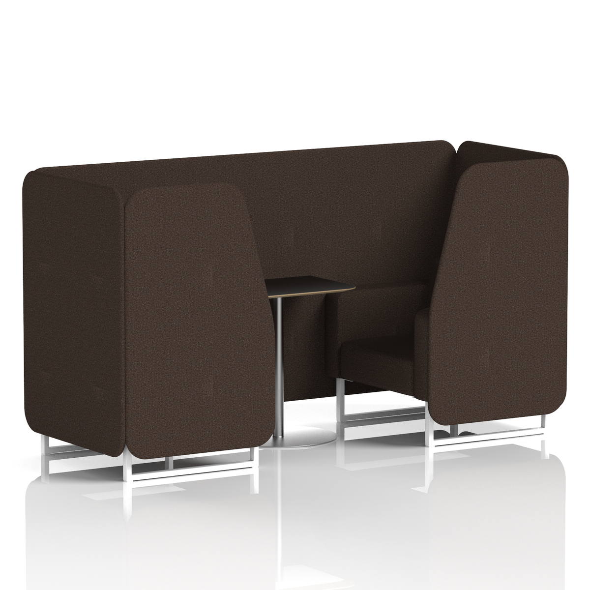 Commercial 2 Seater Privacy Booth with Black Table – Single Tone – Crib 5 Synergy - Wed Panels And Sofa White - Industrious Decor