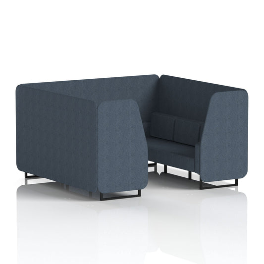 Commercial 6 Seater Privacy Booth – Single Tone – Crib 5 Rivet - Crucible Panels And Sofa Black - Industrious Decor