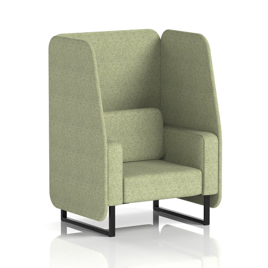 Commercial 1 Seater Open Privacy Booth – Single Tone – Crib 5 Rivet - Burnish Panels And Sofa Black - Industrious Decor