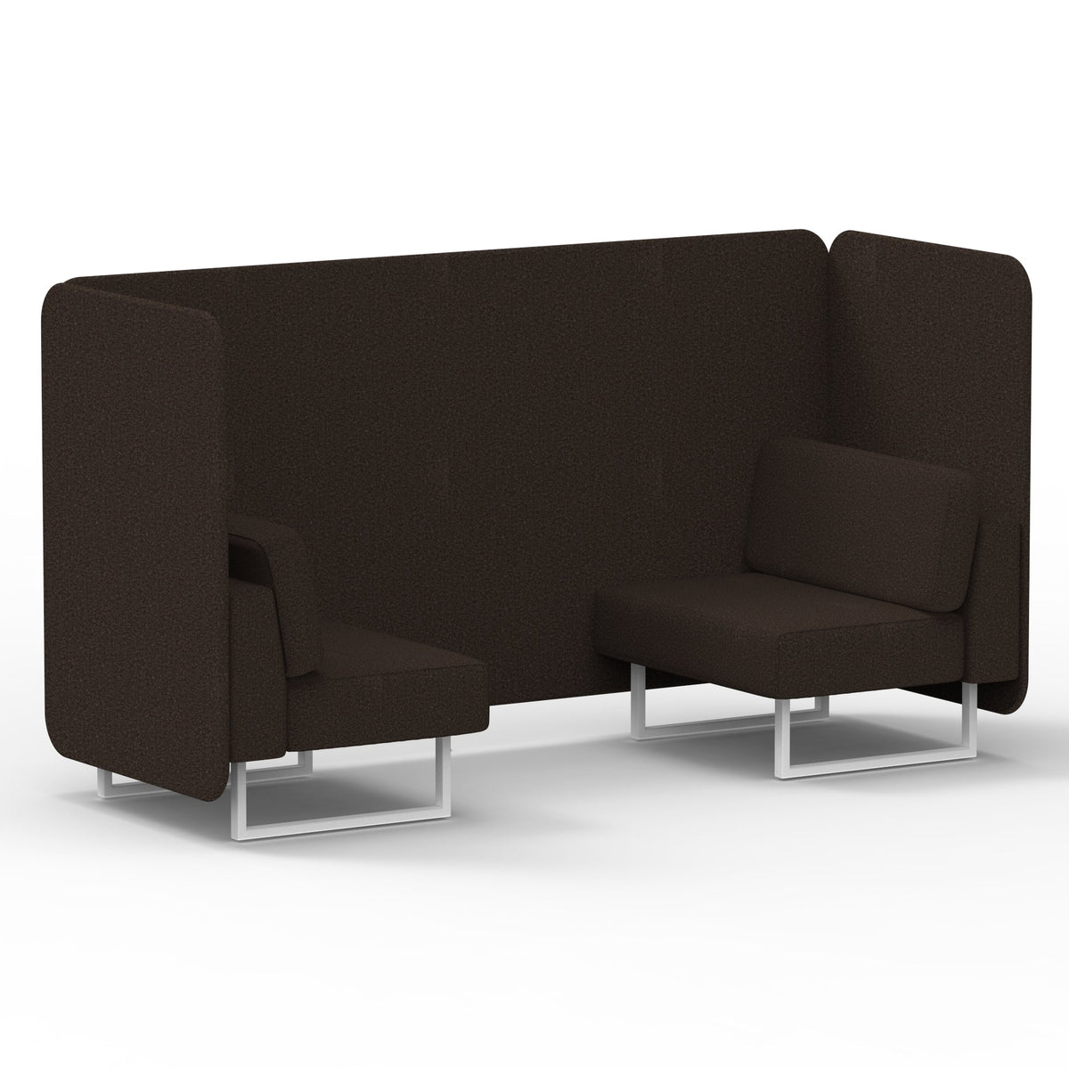 Commercial 2 Seater Privacy Booth – Bench – Single Tone – Crib 5 Synergy - Wed Panels And Sofa White - Industrious Decor