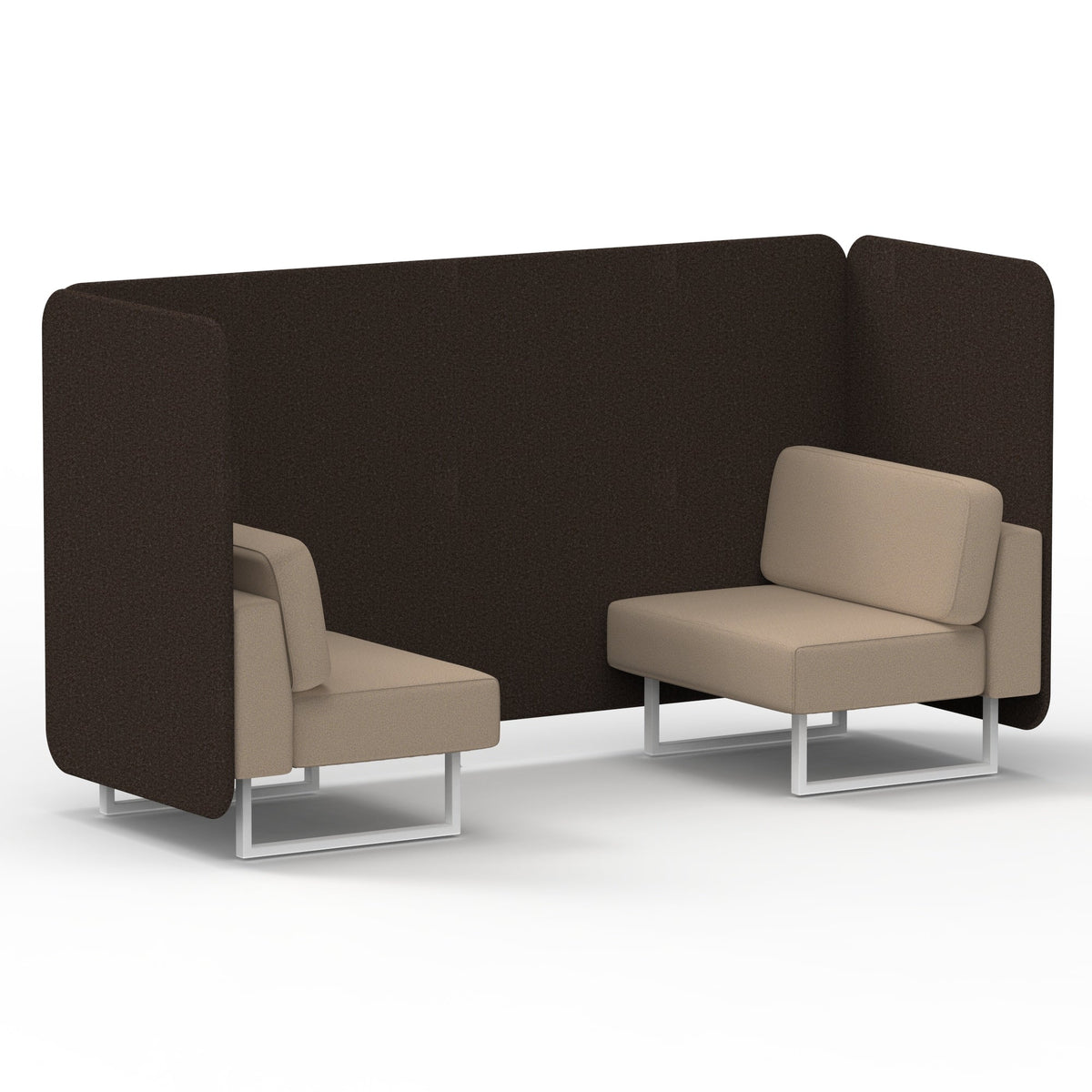 Commercial 2 Seater Privacy Booth – Bench – Two Tone – Crib 5 Synergy - Wed Panels And Affix Sofa White - Industrious Decor