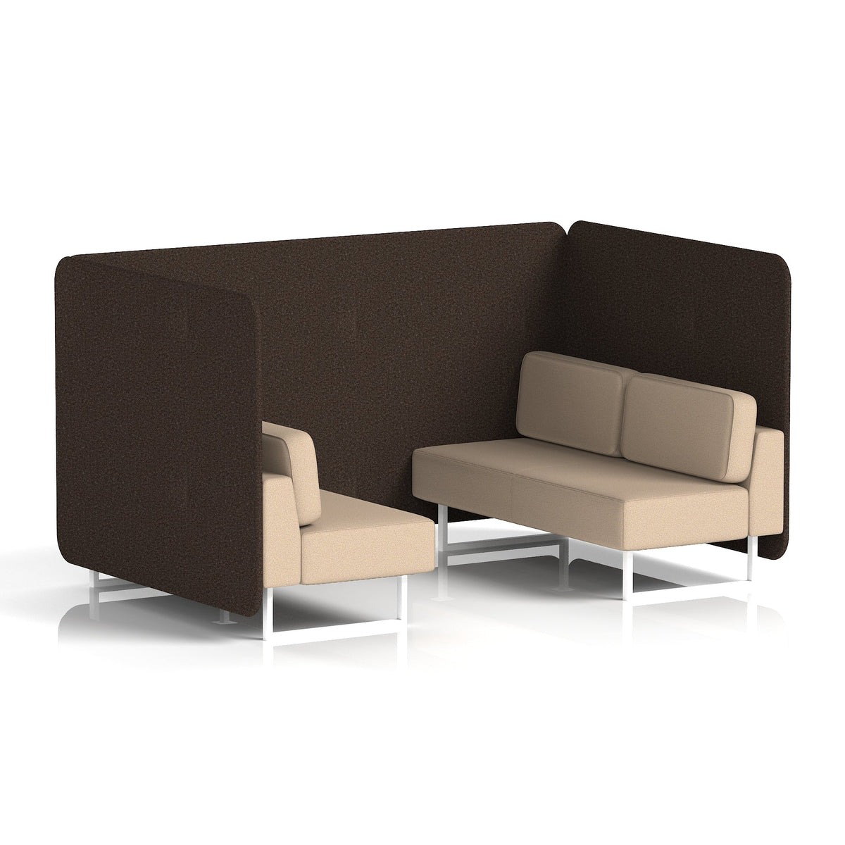 Commercial 4 Seater Privacy Booth – Bench – Two Tone – Crib 5 Synergy - Wed Panels And Affix Sofa White - Industrious Decor