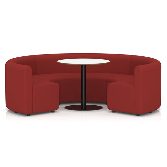 Commercial Circular Booth Seating – Low Back with White Table – Crib 5 Era - Extent - Industrious Decor