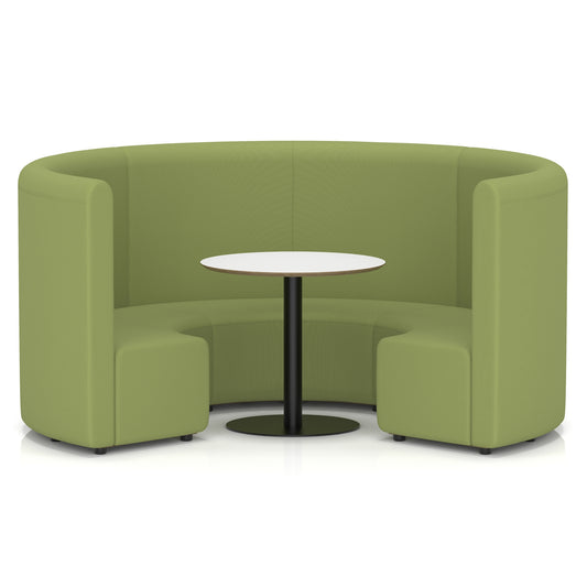 Commercial Circular Booth Seating – High Back with White Table – Crib 5 - Industrious Decor