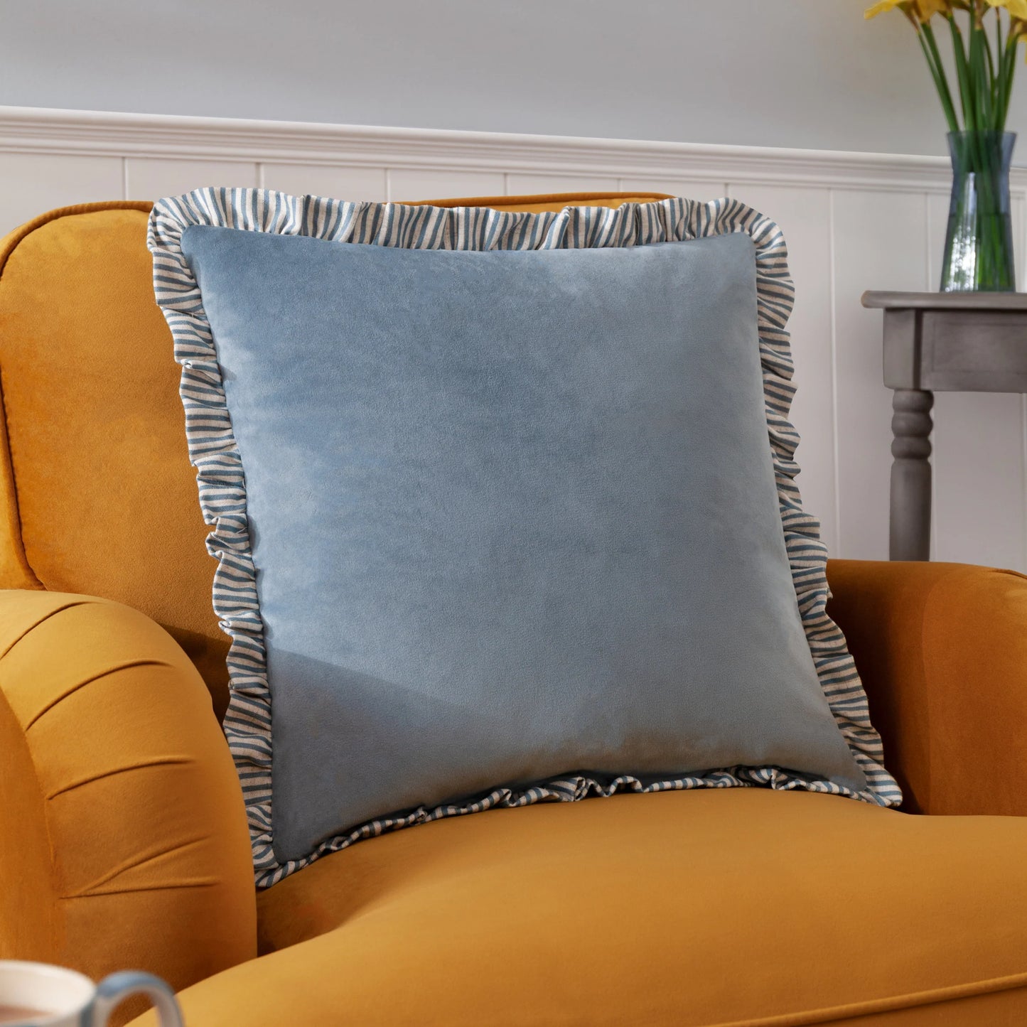 Stripped Ruffle Cushion
