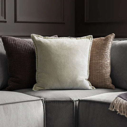 Blanket Stitch Velvet Cushion - Industrious Decor