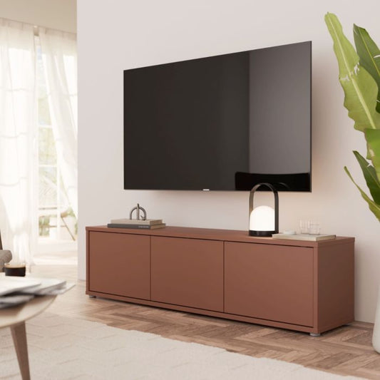 Bloc Wide TV Cabinet in Terracotta - Industrious Decor