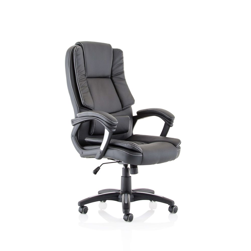Ulverston High Back Black Leather Executive Office Chair with Arms - Industrious Decor