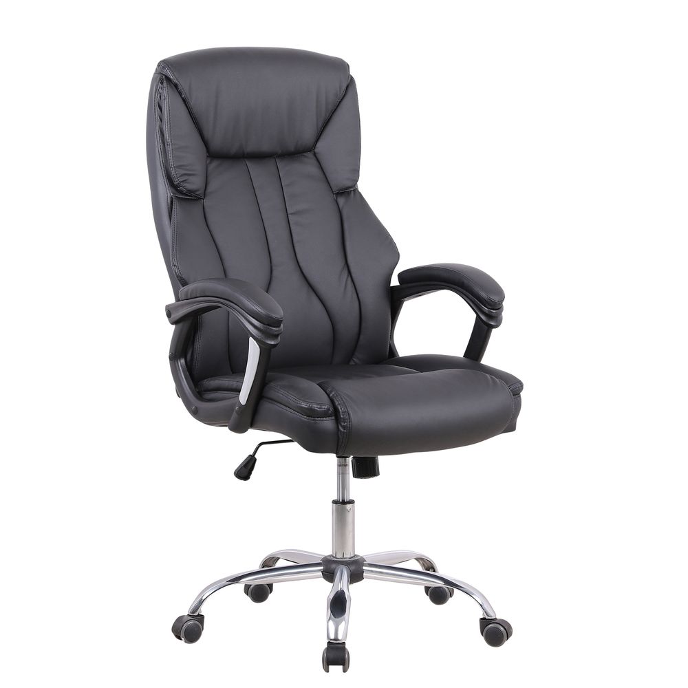 Greystone High Back Executive Black Leather Office Chair with Arms - Industrious Decor