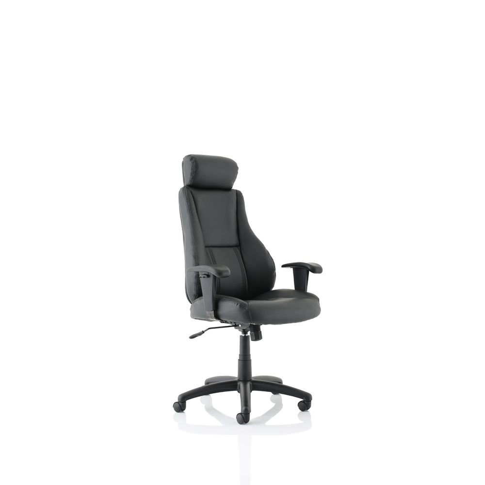 Norfield Medium Back Executive Black Leather Office Chair with Arms