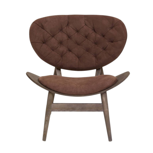 Stirling Lounge Chair | Gentleman's Club Collection Brown Velvet Elm Wood - Industrious Decor