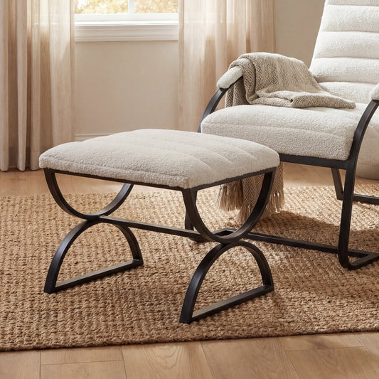 Milo Bouclé Foot Stool - Industrious Decor