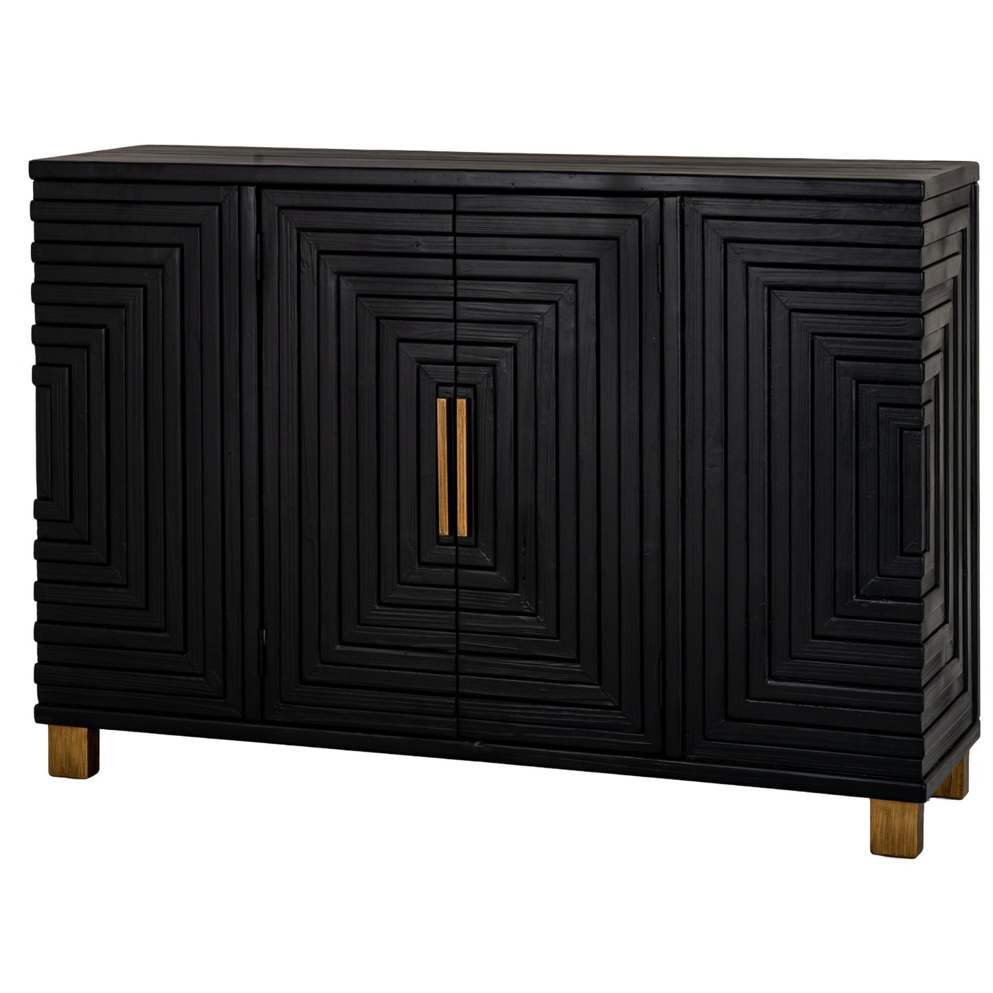 Art Deco Geometric Sideboard Cabinet – Black & Gold - Industrious Decor
