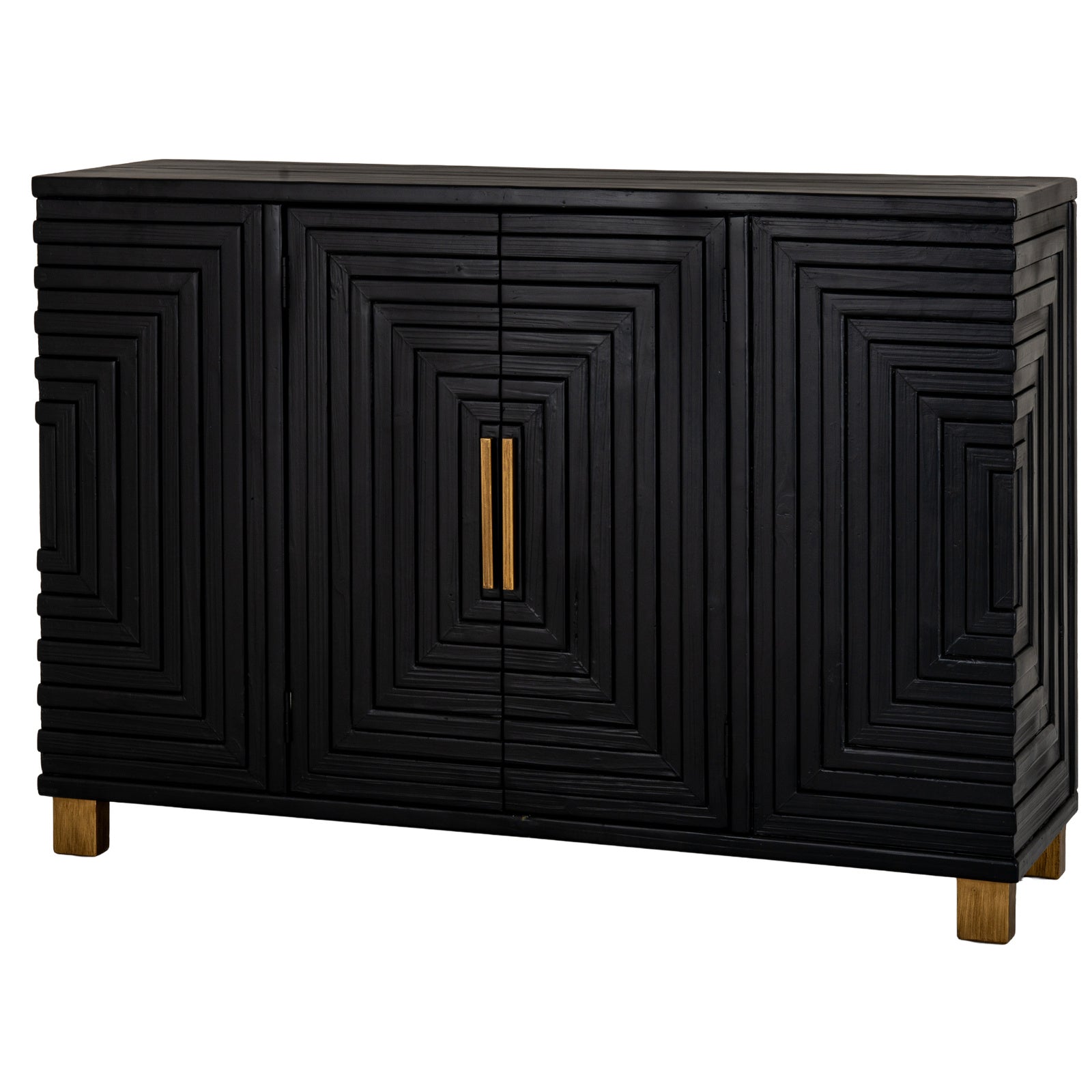 Art Deco Geometric Sideboard Cabinet – Black & Gold - Industrious Decor
