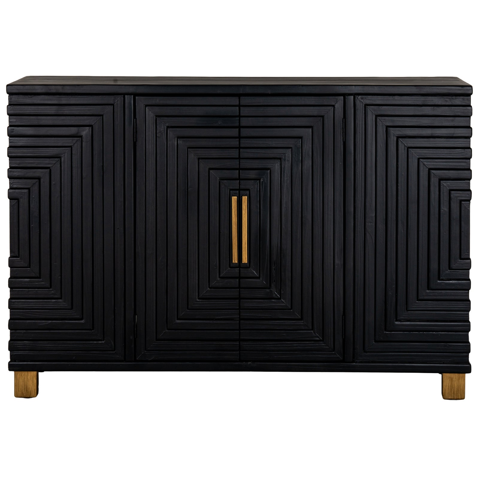 Art Deco Geometric Sideboard Cabinet – Black & Gold - Industrious Decor
