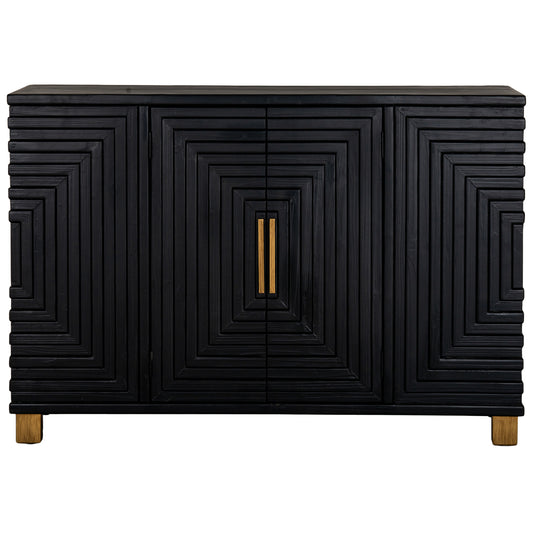 Art Deco Geometric Sideboard Cabinet – Black & Gold - Industrious Decor
