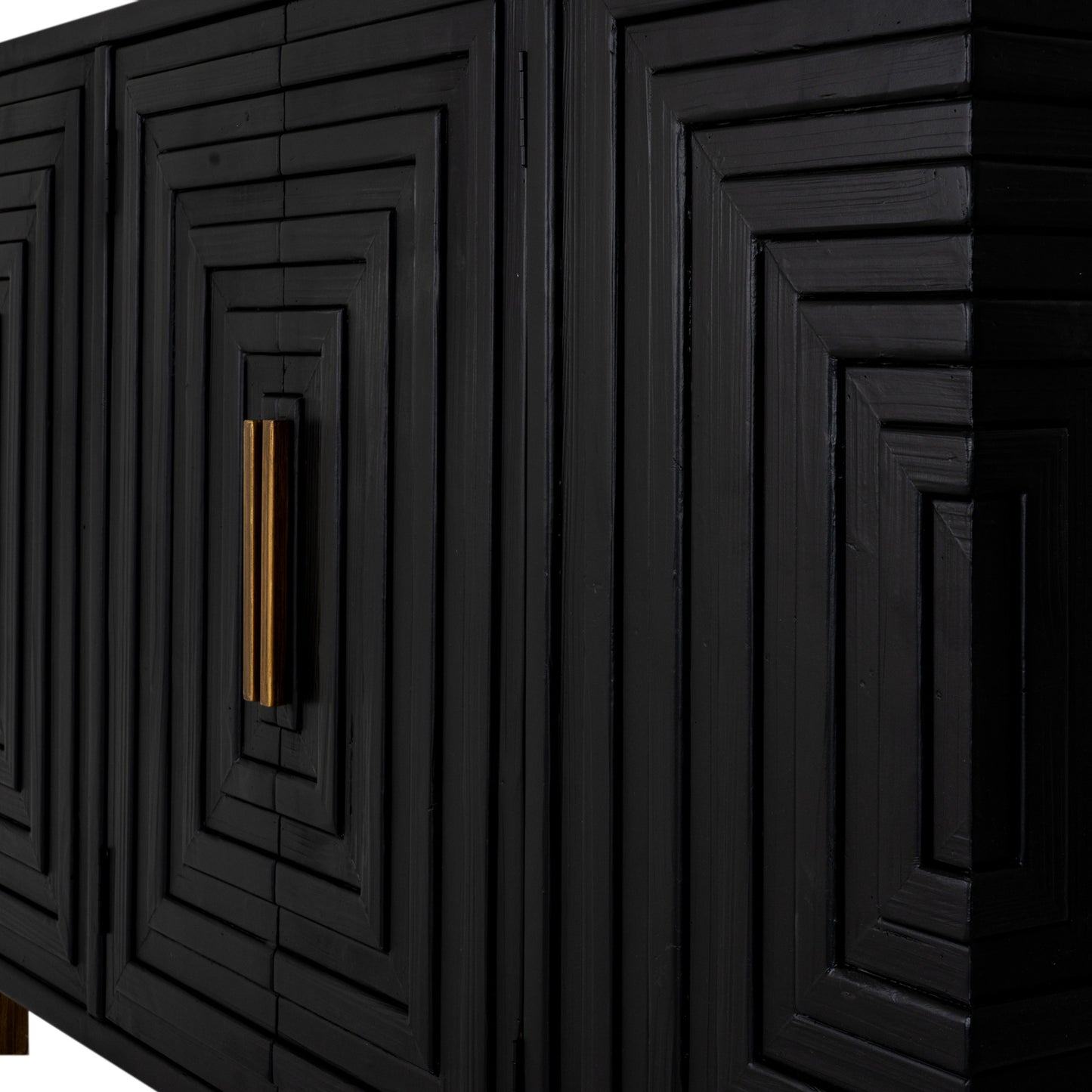 Art Deco Geometric Sideboard Cabinet – Black & Gold - Industrious Decor