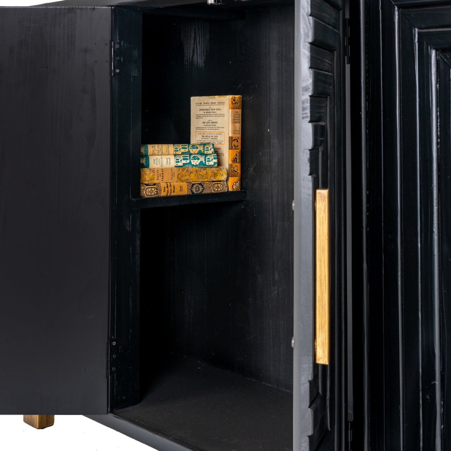 Art Deco Geometric Sideboard Cabinet – Black & Gold - Industrious Decor
