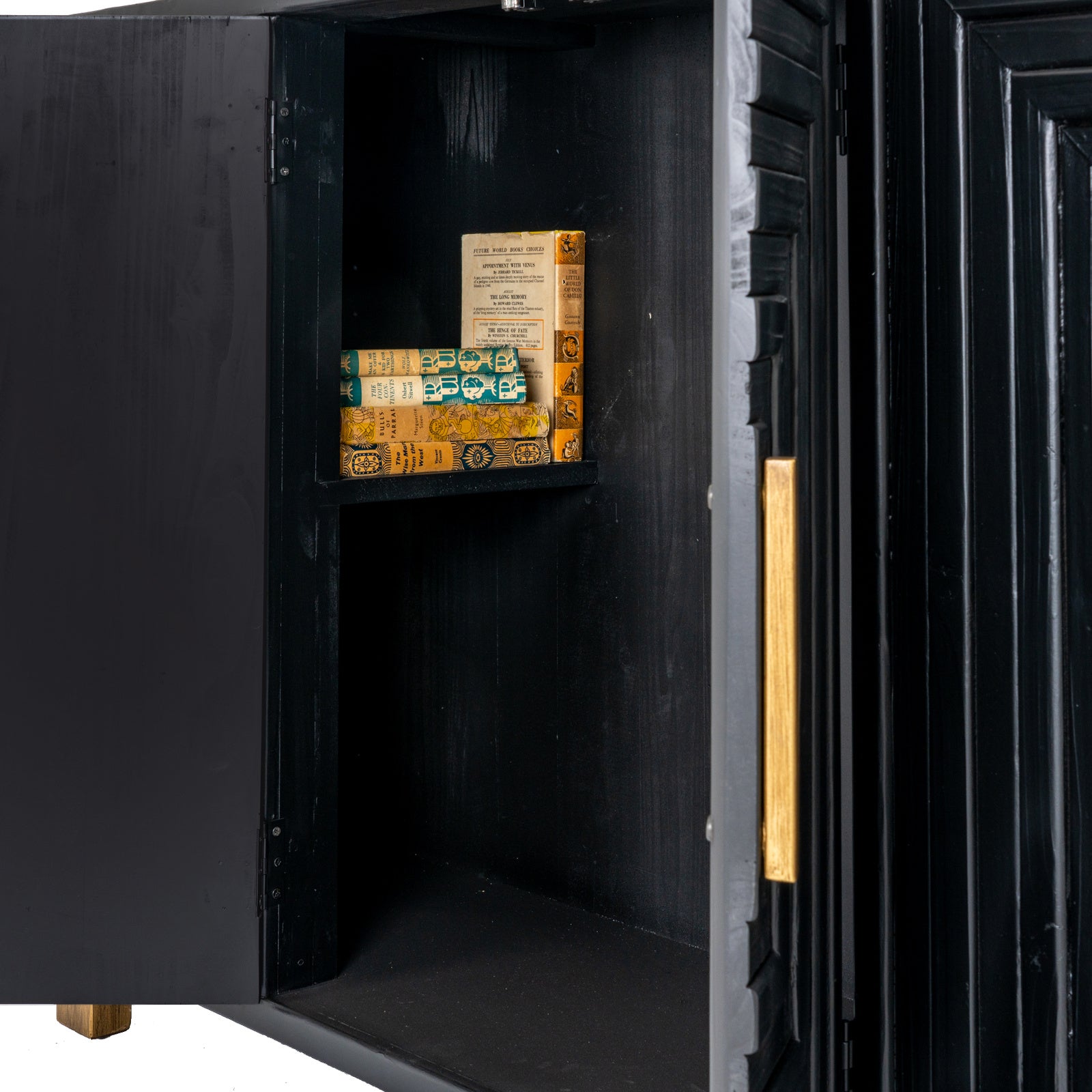 Art Deco Geometric Sideboard Cabinet – Black & Gold - Industrious Decor