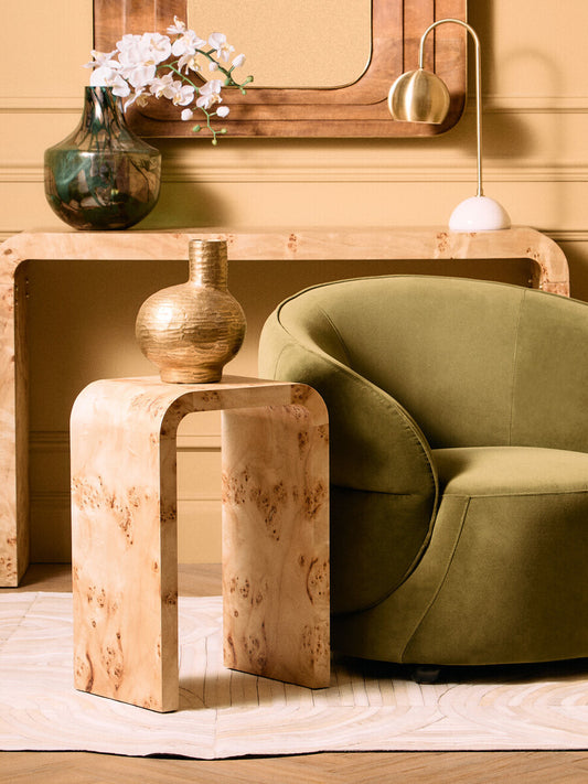 Burl Curved Side Table - Industrious Decor