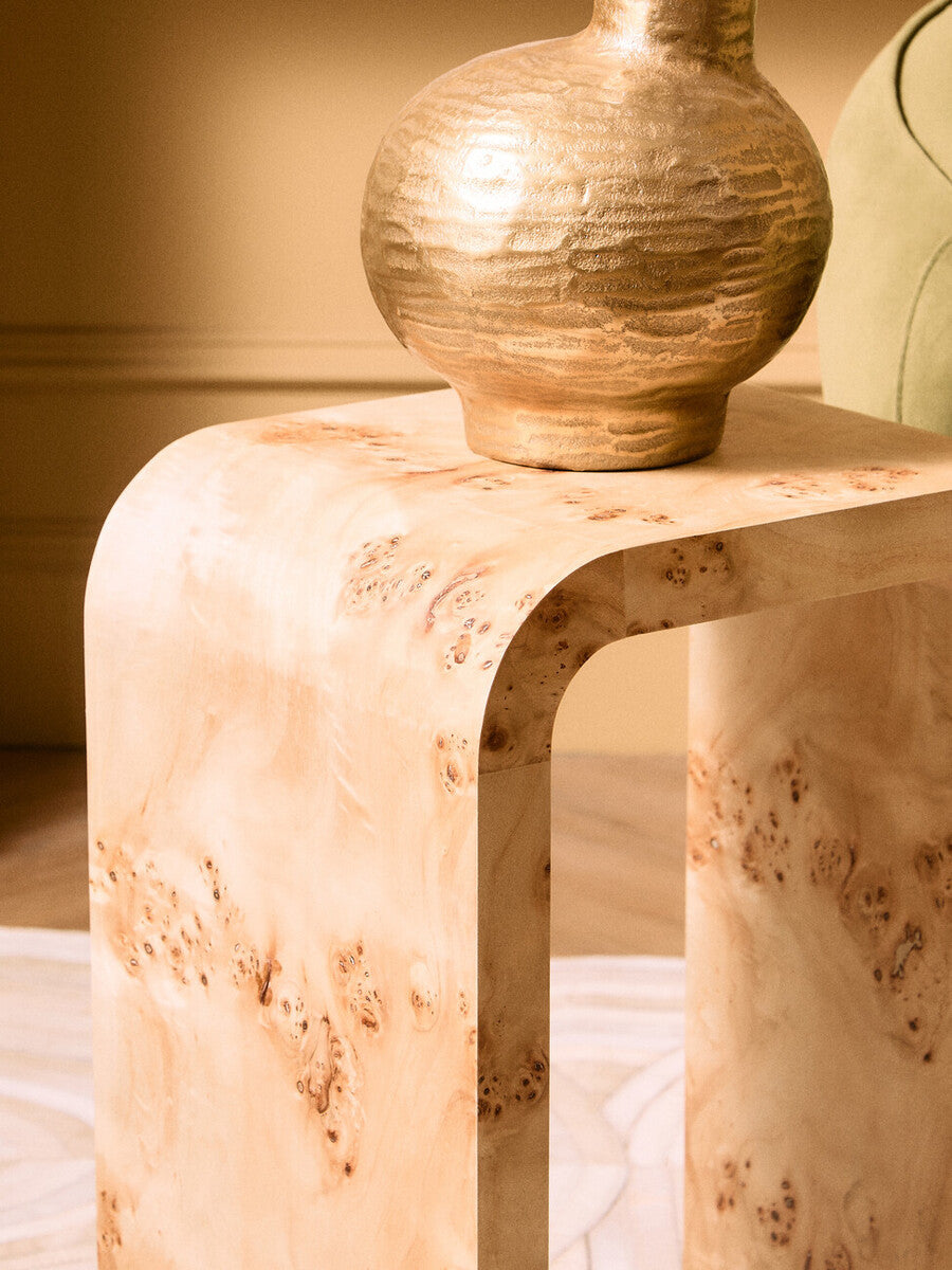 Burl Curved Side Table - Industrious Decor