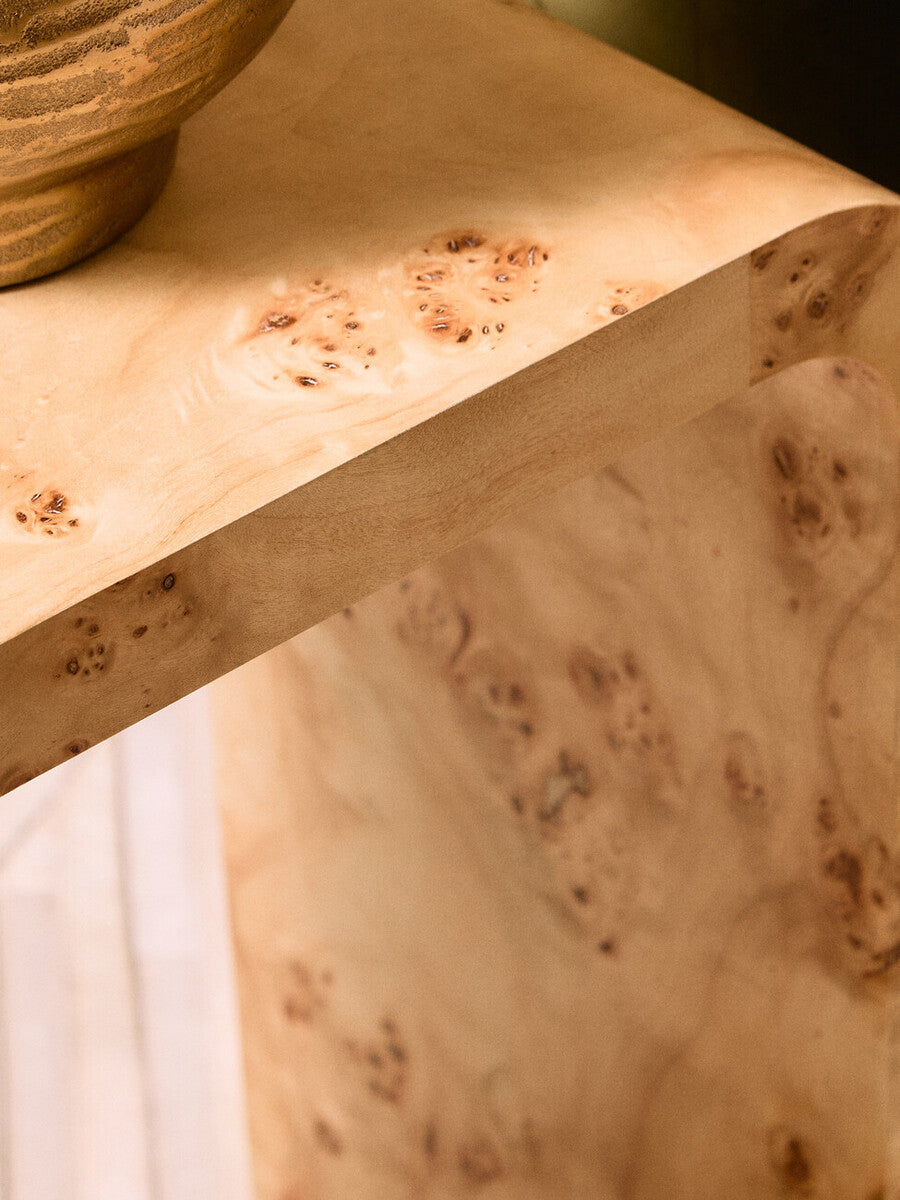 Burl Curved Side Table - Industrious Decor