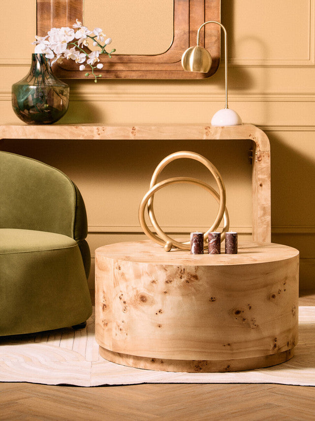 Burl Round Coffee Table - Industrious Decor