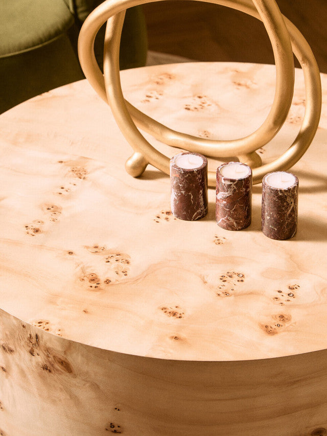 Burl Round Coffee Table - Industrious Decor