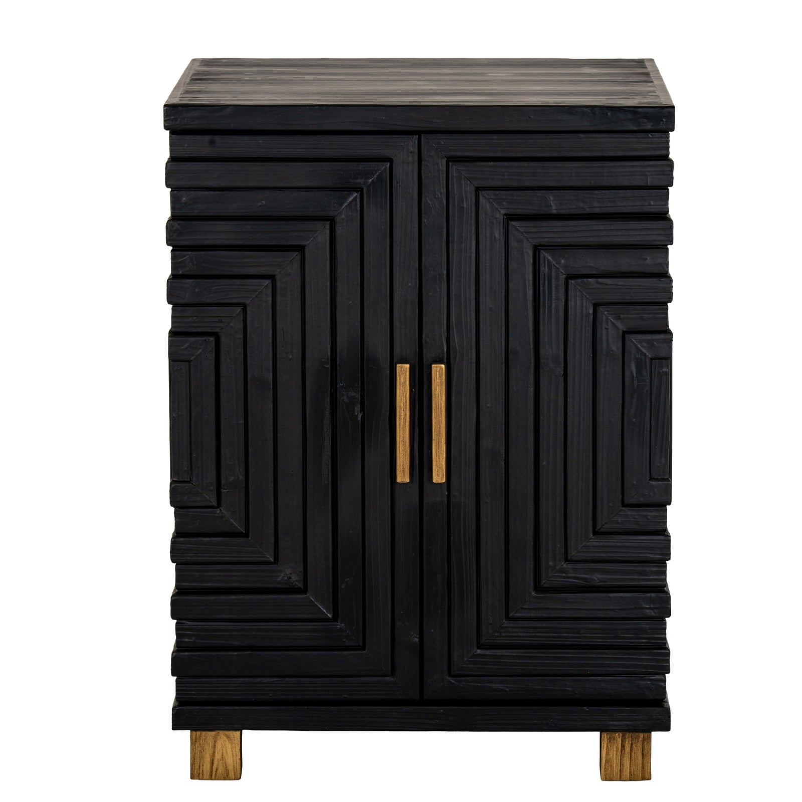Art Deco Geometric 2 Door Small Sideboard - Black and Gold - Industrious Decor