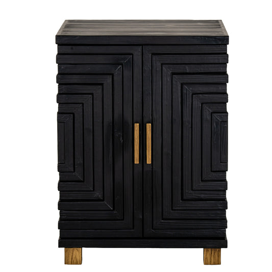 Art Deco Geometric 2 Door Small Sideboard - Black and Gold - Industrious Decor