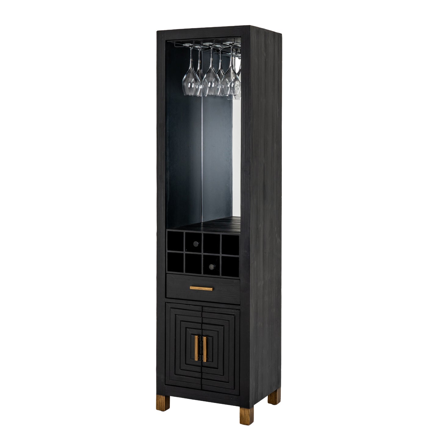 Art Deco Geometric Drinks Cabinet - Black and Gold - Industrious Decor