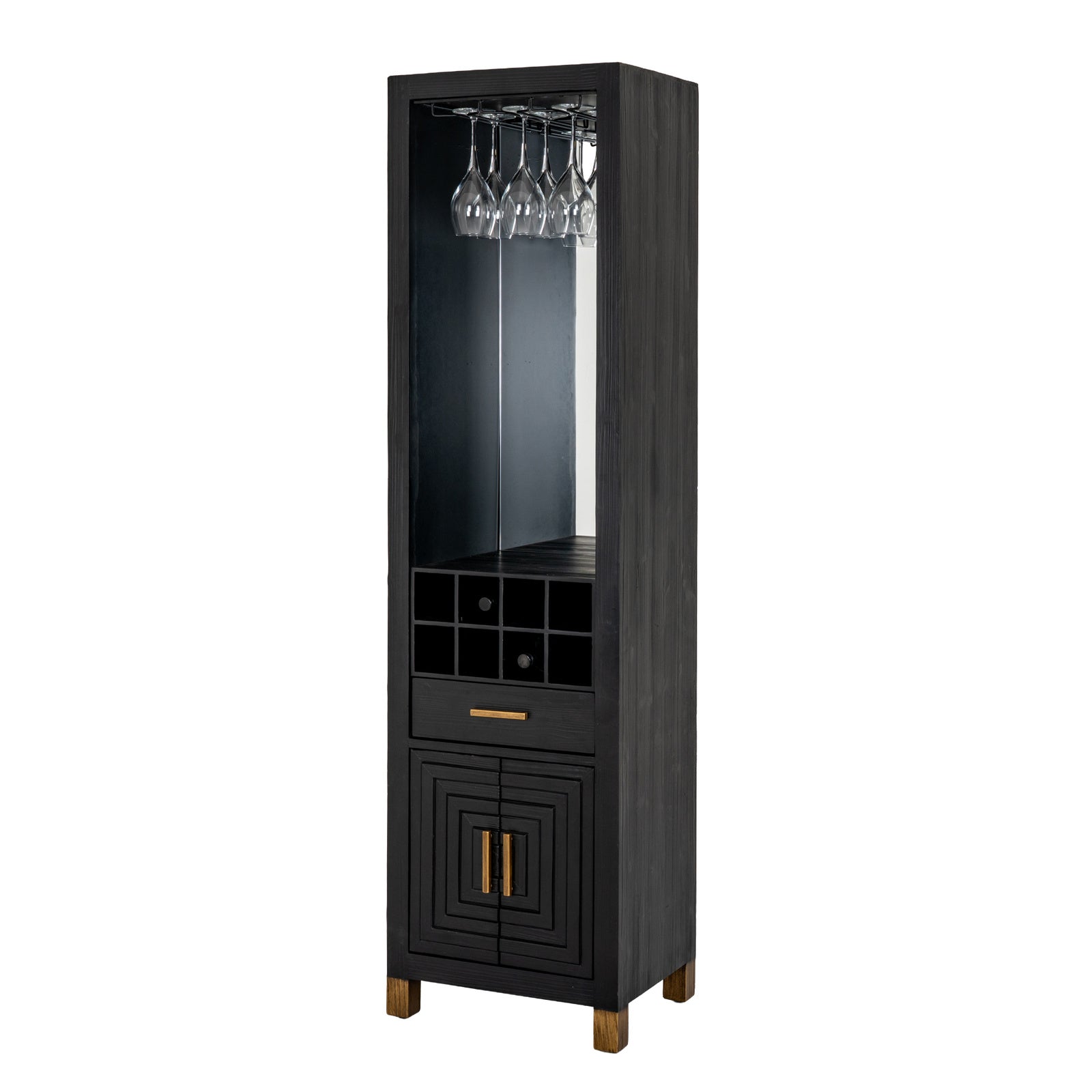 Art Deco Geometric Drinks Cabinet - Black and Gold - Industrious Decor