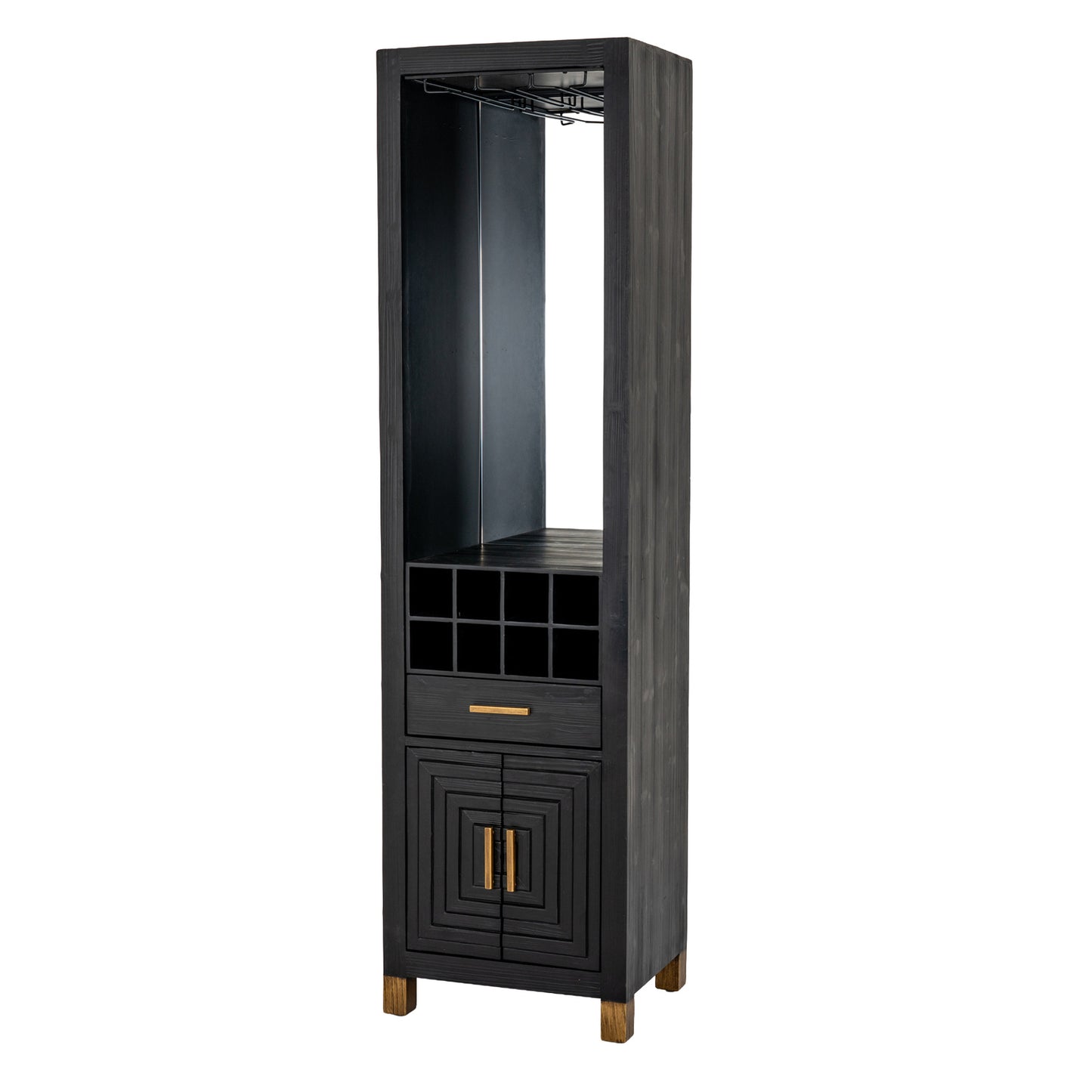 Art Deco Geometric Drinks Cabinet - Black and Gold - Industrious Decor