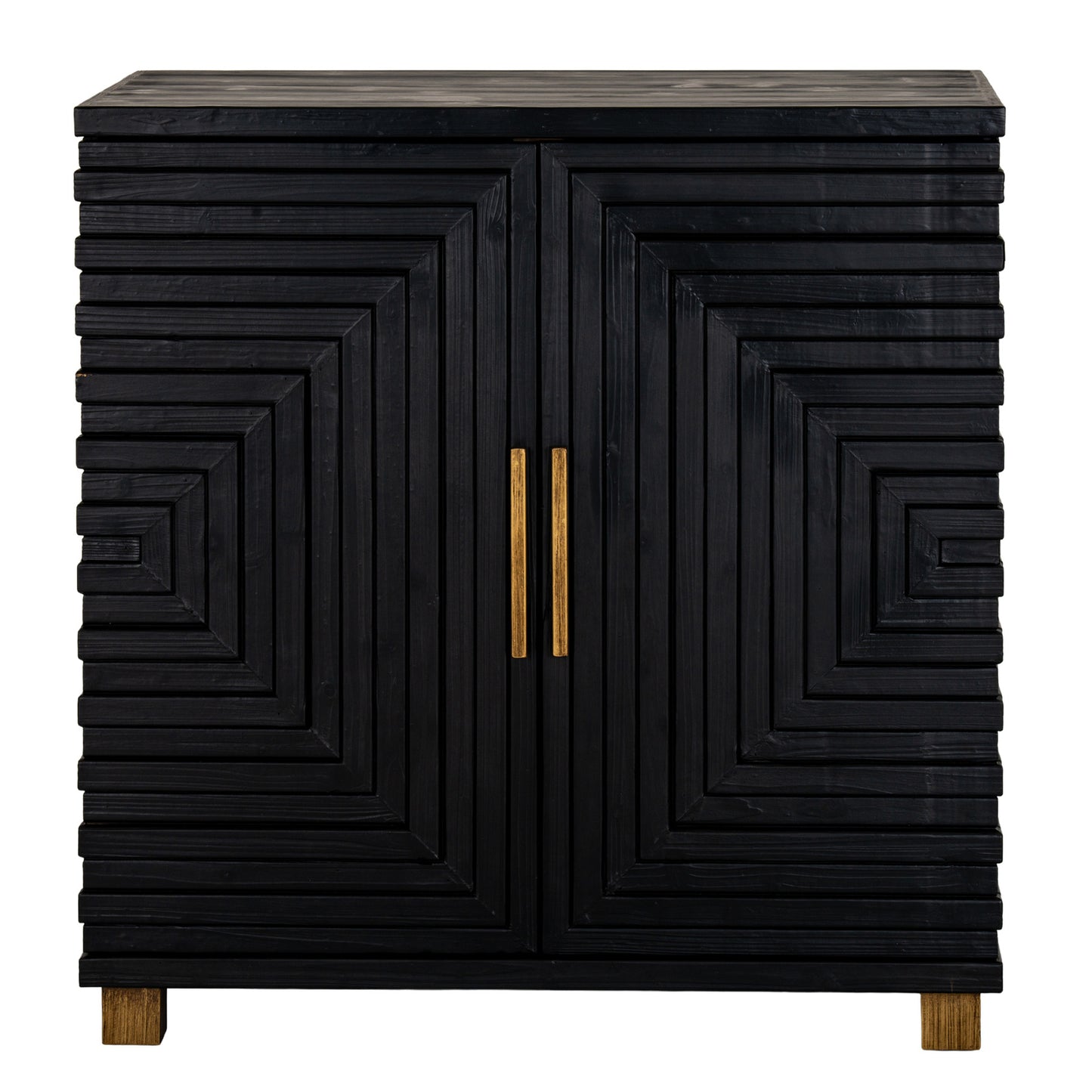 Art Deco Geometric 2 Door Cabinet - Black and Gold - Industrious Decor
